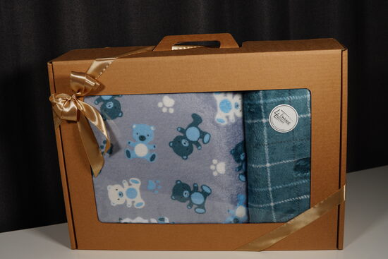 Flīsa pleds un spilvena komplekts - Lāči un ķepas